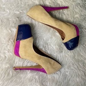NWOT Aldo Colorblock Suede Platform Heels